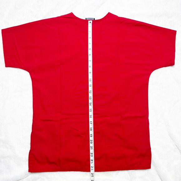 CHEROKEE Workwear Red Scrub V-neck Uniform Top Front Pockets - Picture 4 of 7